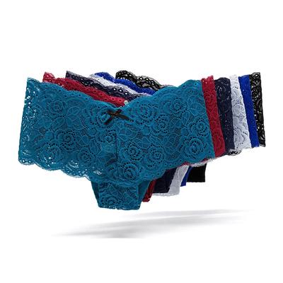 İç çamaşırı Kadın Pamuk Seksi Tam Dantel Çiçek Külot Genç Bayanlar Fransız Knickers Low Rise Boxer Külot 6 ADET