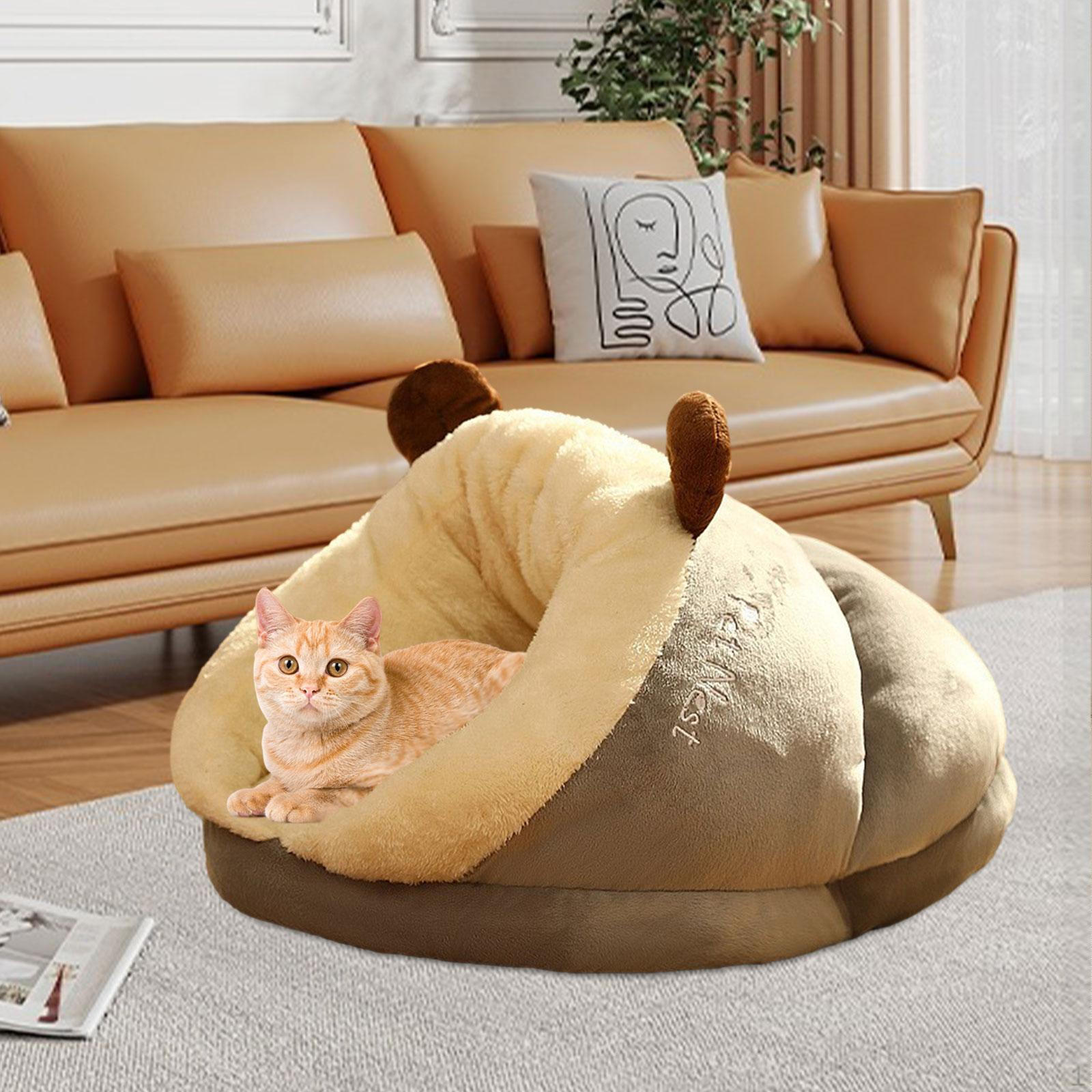 

Лежак для котів. М’який теплий будиночок. Комфортна чудова печера. Маленька собака, плюшева рилка для подарунка M сірий