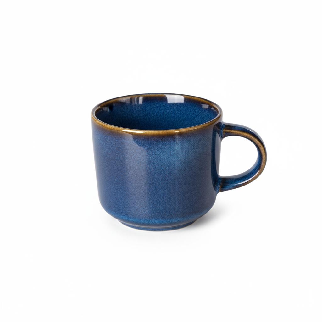 Coffee Tea Mugs Set 6 Pieces 350 Ml Dark Blue Ceramic