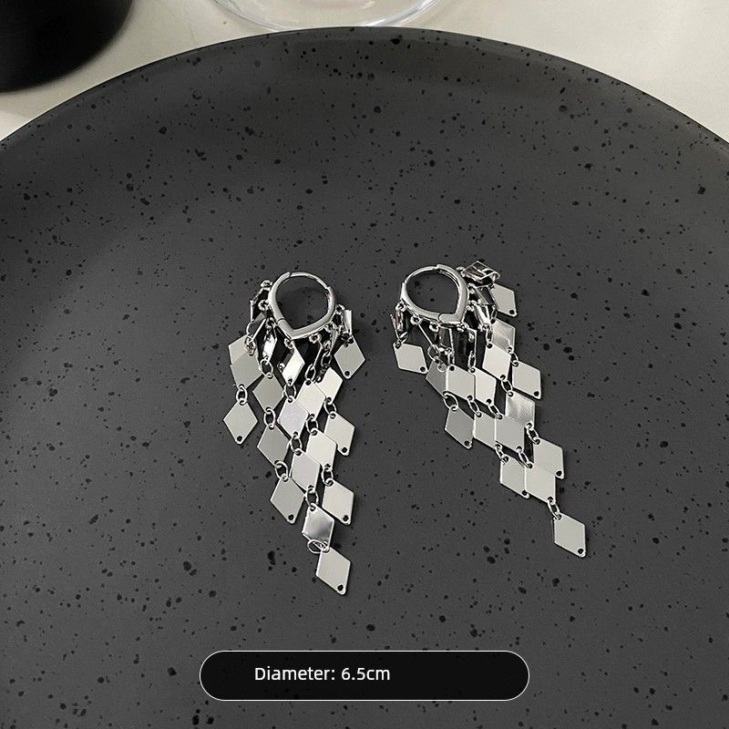 

Niche Temperament Women s Fancy Ear Studs Diamond-Shaped Sequins European and American Style Rhombus Earrings~