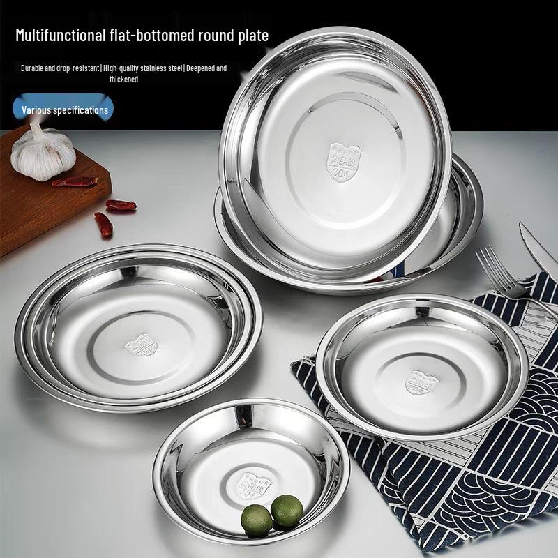 304 Stainless Steel Thickened Dinner Plate for Commercial Use