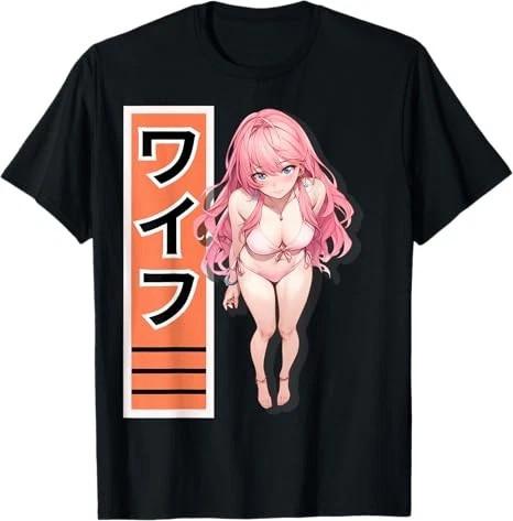 Anime Pink Hair Waifu T Shirt Size S 4XL Gift For Friends