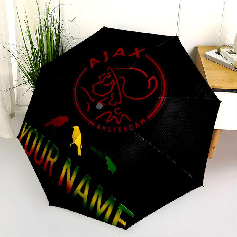 1 PC Automatic Folding Umbrella - AFC Ajax Custom Name Pattern, Portable & Foldable Design with 8 Ribs, Christmas Birthday Gifts