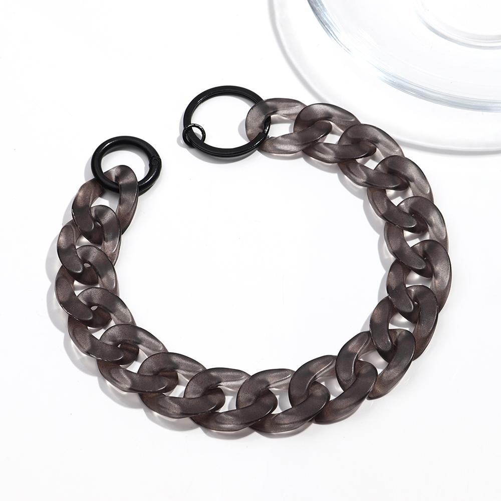 Colorful Acrylic Plastic Link Chain Keychain Creative Handmade Anti-lost Phone Key Ring For Women Girls DIY Jewelry Gifts