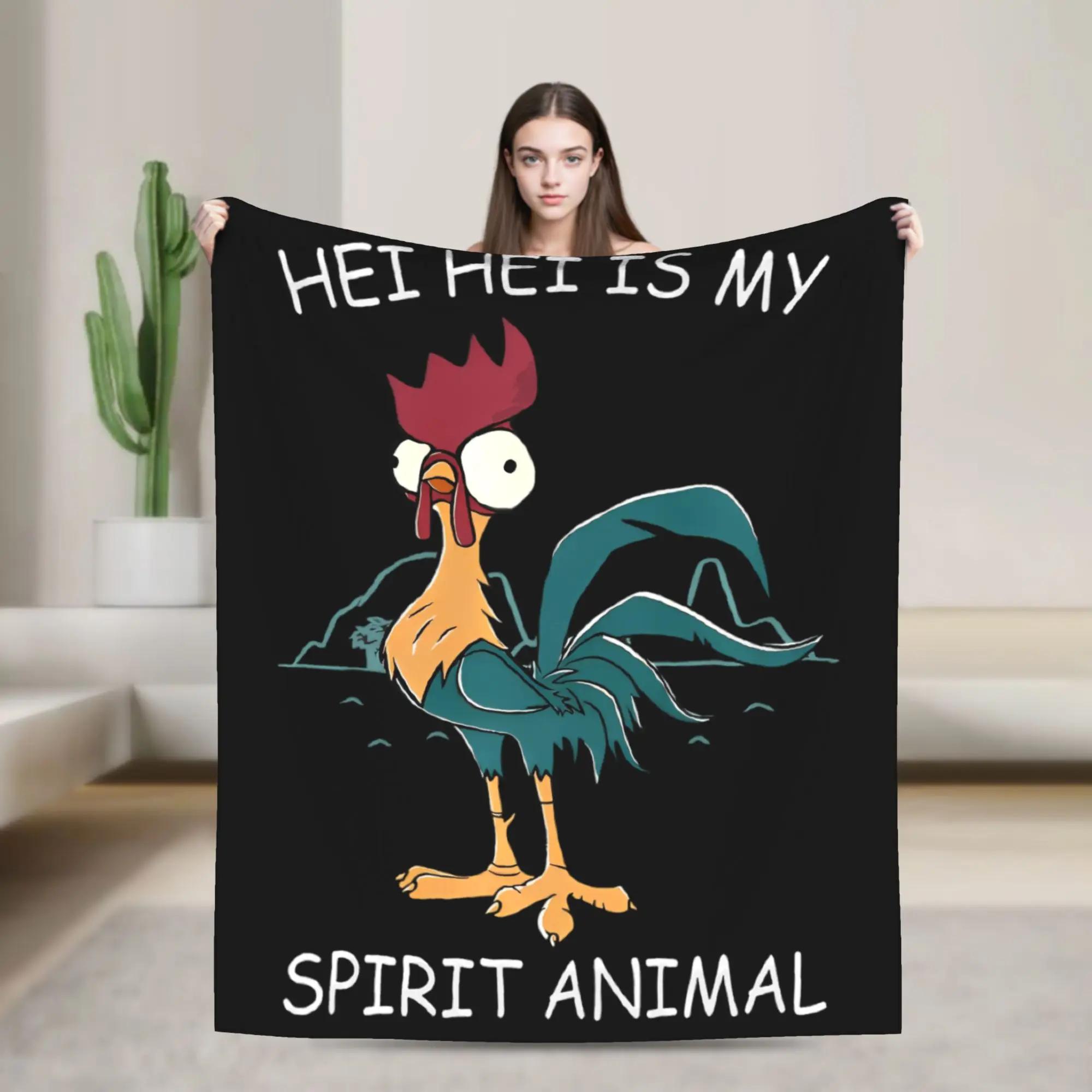 Moanas Hei Hei Spirit Animal Plush Flannel Throw Blanket for Kids Adults Soft Warm Bedspread for Living Room Sofa Bed 100cmx150cm