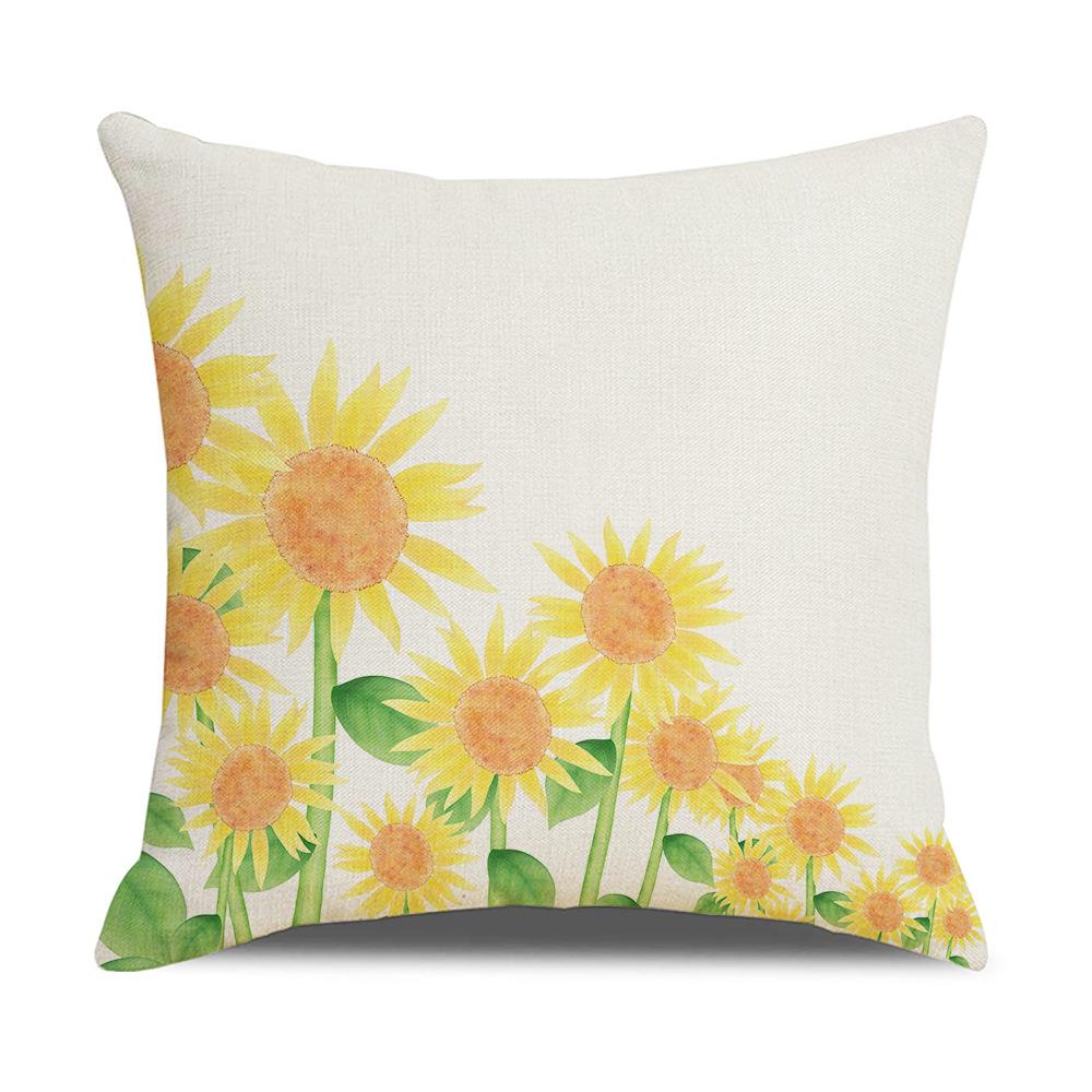 New Home Soft Furnishings Nordic Yellow Sunflower Sunflower Linen Printed Square Pillowcase