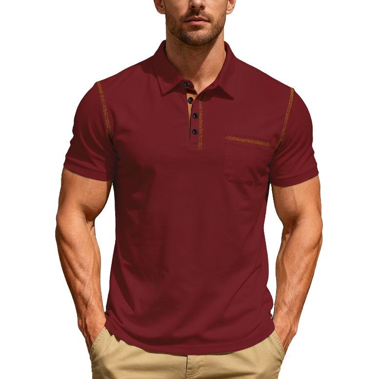 European, American Summer New Solid Color Men's Short Sleeves In Stock, Casual Business Sports Lapel Polo Shirt