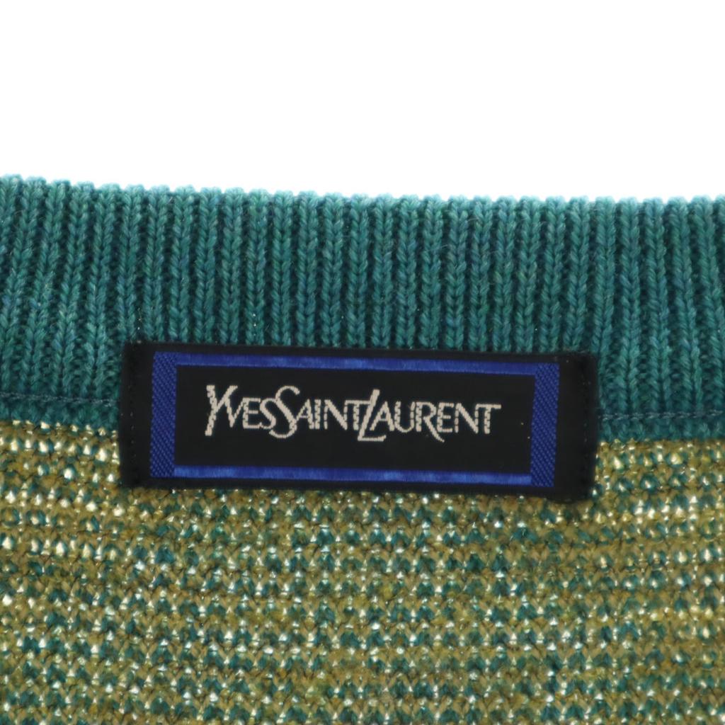 Yves Saint Laurent 90er Jahre Altes Geometrisches Muster Langarm V-Ausschnitt Pullover Damen Gebraucht