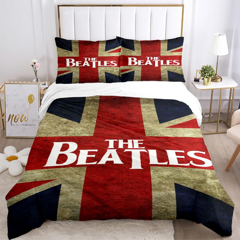 Beatles Flag Bedding 3 Piece Set HD Print Duvet Cover Pillowcases for Teens Adult Bedroom Decoration Christmas Gift
