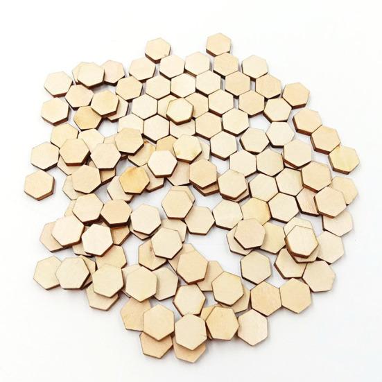 200Pcs 1cm Wooden Hexagon Handcraft Tags Pendant Decoration DIY Ornament Tool