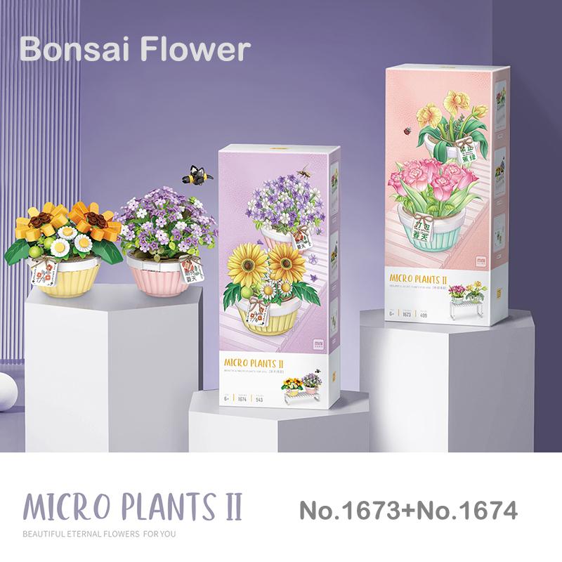Fiori Piante Mini Bonsai Blocchi da Costruzione Fai da Te Bouquet Piante Verdi Pianta in Vaso Decorazione per la Casa Giocattoli per Bambini Per Ragazze Regali di Natale