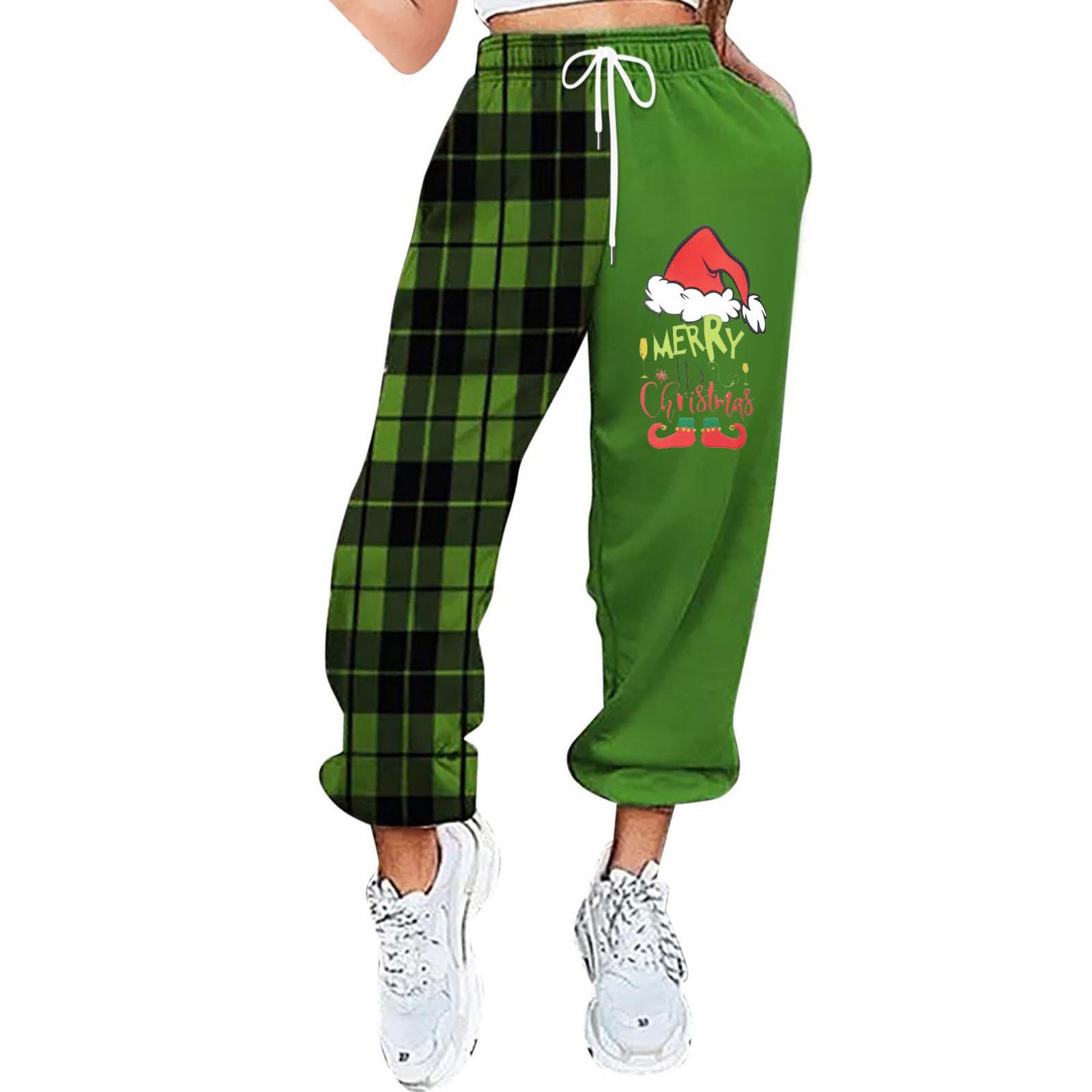 

Женские повседневные модные рождественские принтованные повседневные спортивные брюки с эластичной талией и завязками на шнурке M