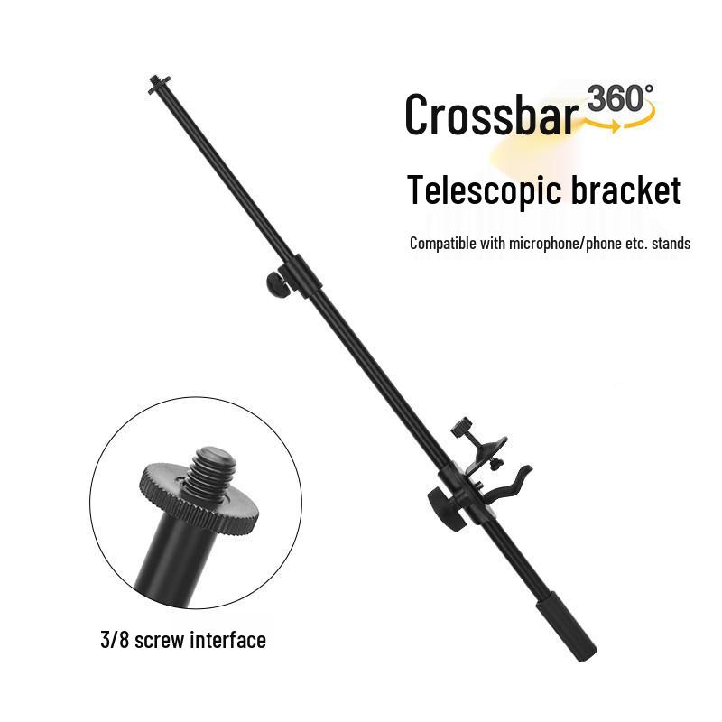 Telescopic Desktop Floor Stand with Adjustable Microphone & Phone Clip for Live Streaming