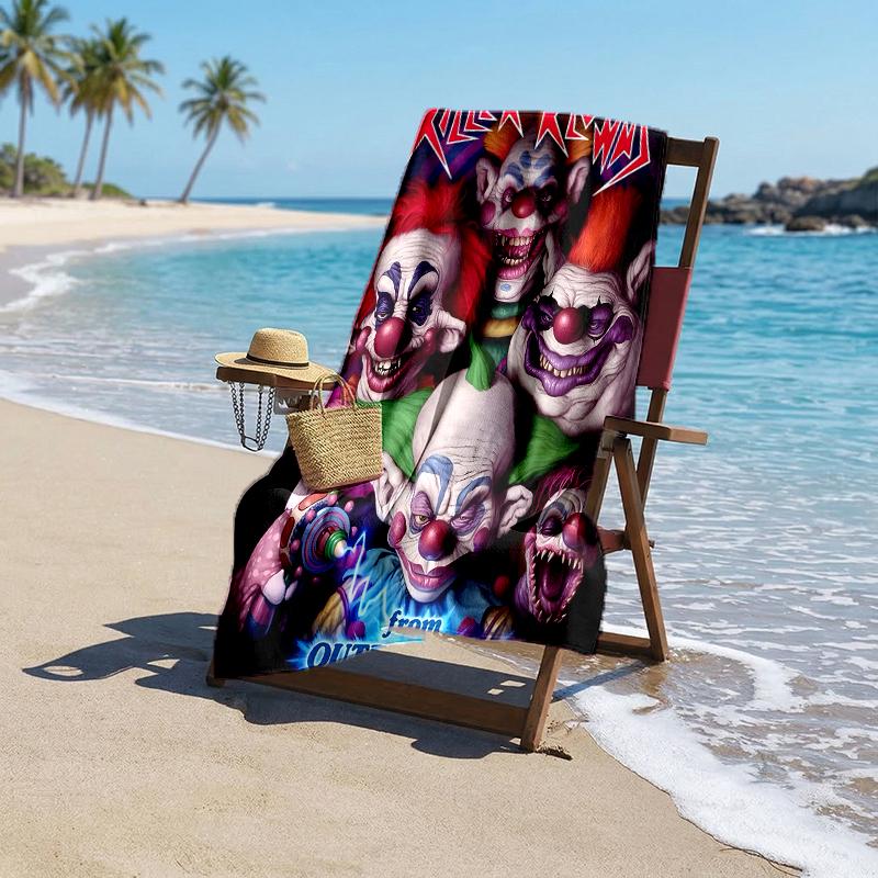 Horror Clown Circus Fashion Beach Towel: Ideal for Summer Adventures Soft, absorbent and quick drying suitable for swimming and bathing