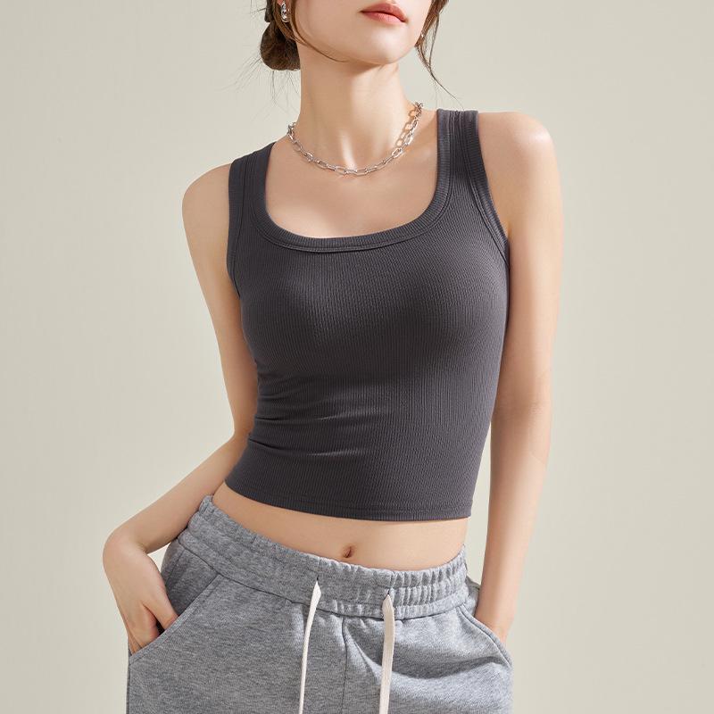 

2025 Женская узкая майка с квадратным вырезом: Удобная нижняя одежда или короткая верхняя одежда M (80-100 jin)