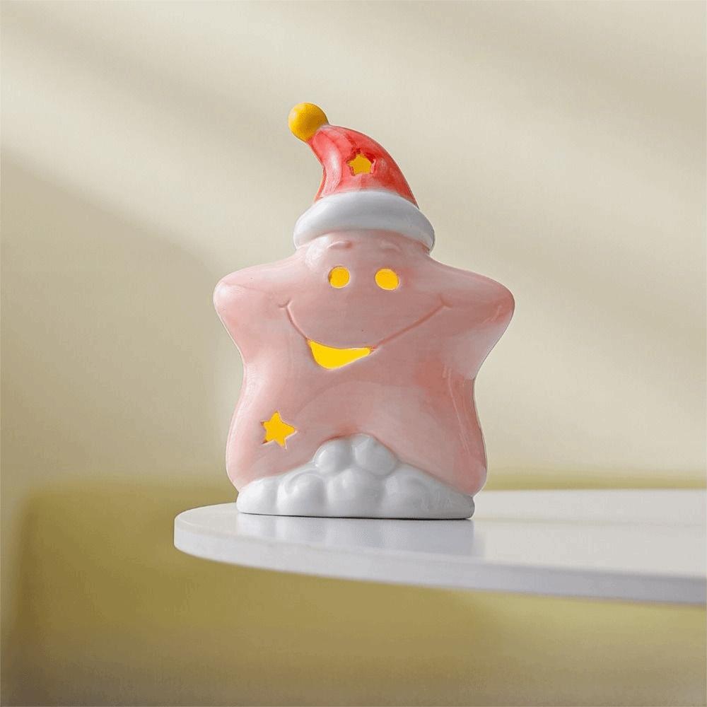 Warm Ambient Star Night Light Ceramic Material Table Ornament Festive Ceramic Lamp  Interior Spaces