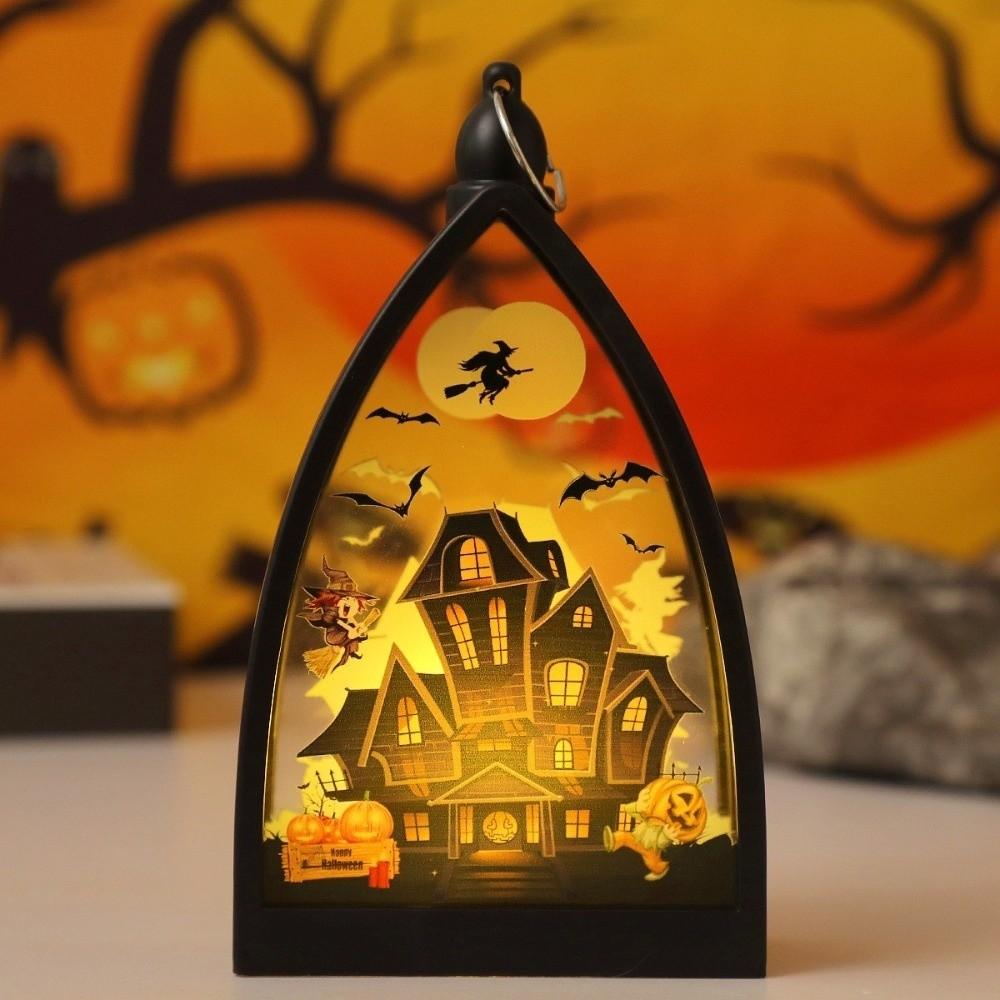 Cordless Halloween LED Lamp Witch Halloween Hanging Lantern Pumpkin LED Light Car Interior