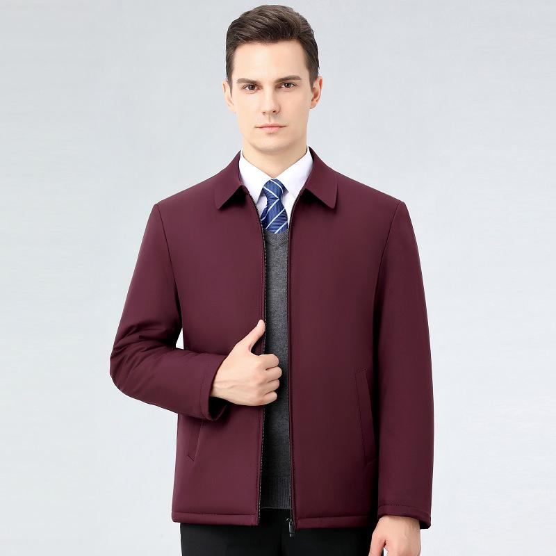 Herren Herbst Leichte Gepolsterte Baumwolljacke mit Stehkragen für Väter mittleren Alters - Warme Oberbekleidung