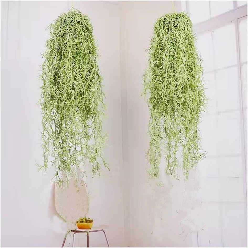 Artificial Spanish Moss Faux Hanging Greenery Moss 31.5 Fake Air Plant Looks Real for Home Outdoor Decoration Pack of 1 Green