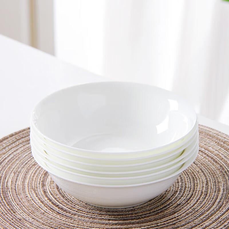 Lyyuntu Pure White Bone China Hat Bowls - 7 Inch, Set of 6