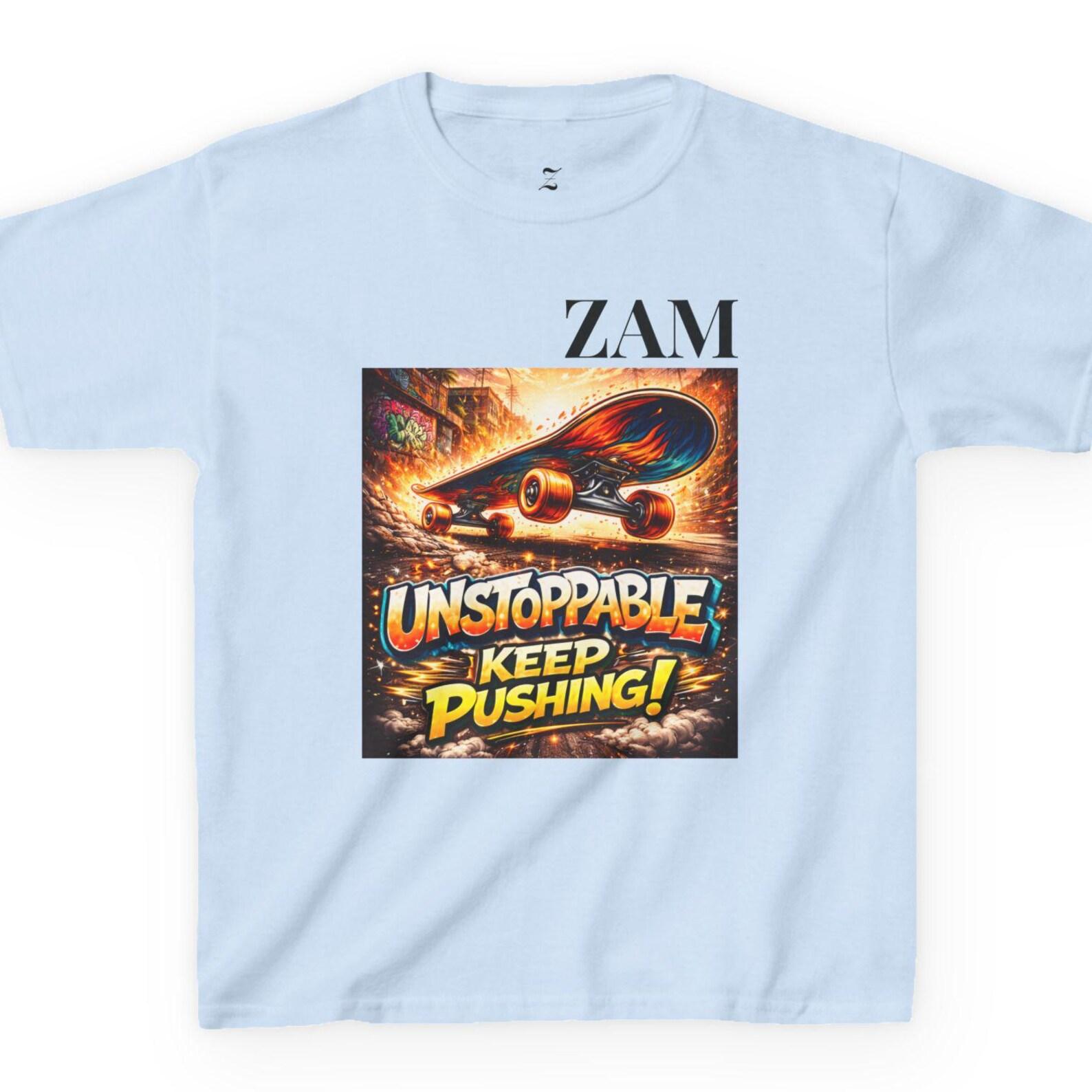 Unstoppable Skateboard Graphic Tee | Streetwear Kids T-Shirt 120