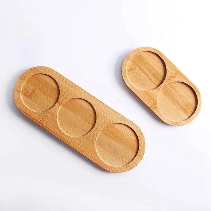 2025 New 2/3 Cavity Bamboo Salt Pepper Shaker Stand Tea Tray Kitchen Storage Holder Trays Kitchen Storage Holder Home Decoration