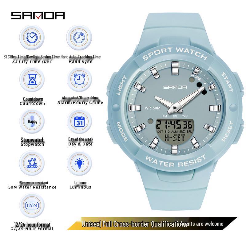 SANDA Dopamine Trend Waterdicht Casual Polshorloge voor Mannen en Vrouwen