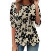 Women's Loose Casual Long Sleeve Top Round Neck Button Pull Stripe Prints T Shirt