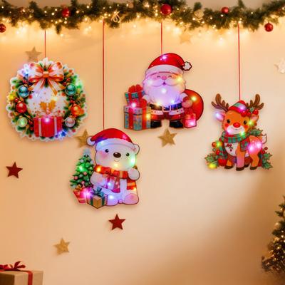 Leuchtende Türhänger Weihnachtsdekorationen Zuhause DIY Bunte Lichter Schneemann Szene Arrangement Hängende Dekorationen