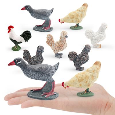Simuliertes Kükenmodell PVC Wachtelkönig Schwarz Weiß Hahn Polnische Hühner Figur Statue