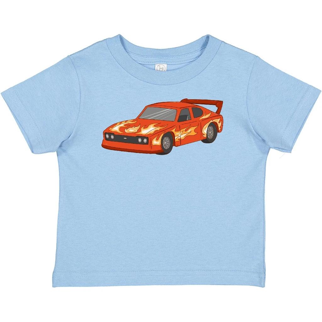 Inktastic Red Flames Race Car Baby T-Shirt Racer Lover Day Toy Nephew Son Boy