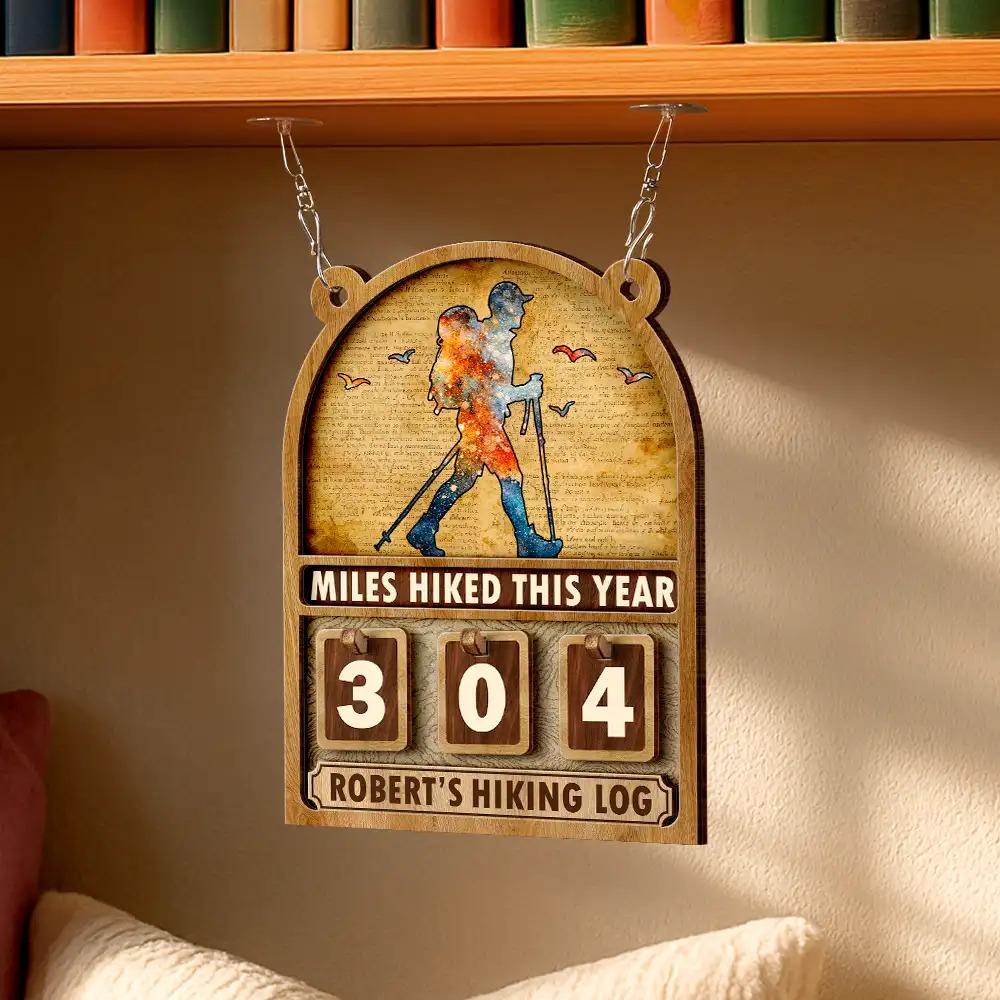 Personalized Hanging Wooden Tracker Plaque Record Hiking Miles Creative Wall Ornament Exquisite Gift For Outdoor Hiking Lovers