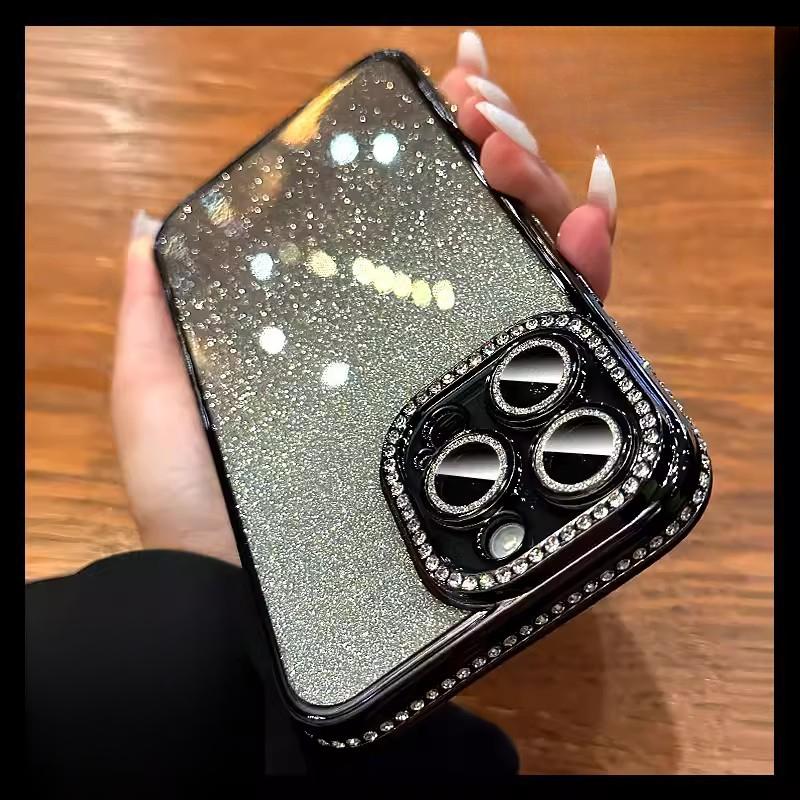 

Подходит для Apple 16proMax Пленка для линз со стразами Мобильный чехол IPhone 15 Градиентный блеск 14 Противоударный защитный чехол iPhone16