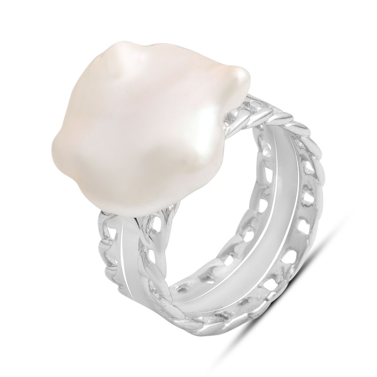 

Silver ring with a natural baroque pearl, item weight 6.75 g (2185161) 17 білий