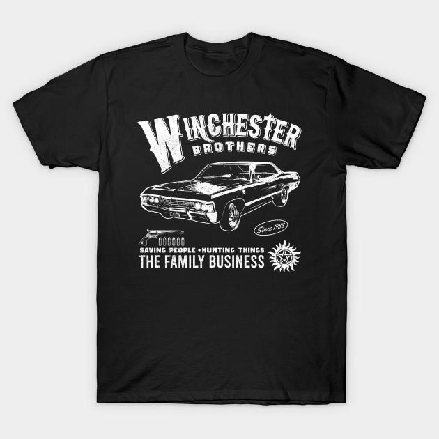 

Men Black Print T-shirt Winchester Brothers No-Cut Transfer Paper Print Cotton Tshirt 2XL чорний