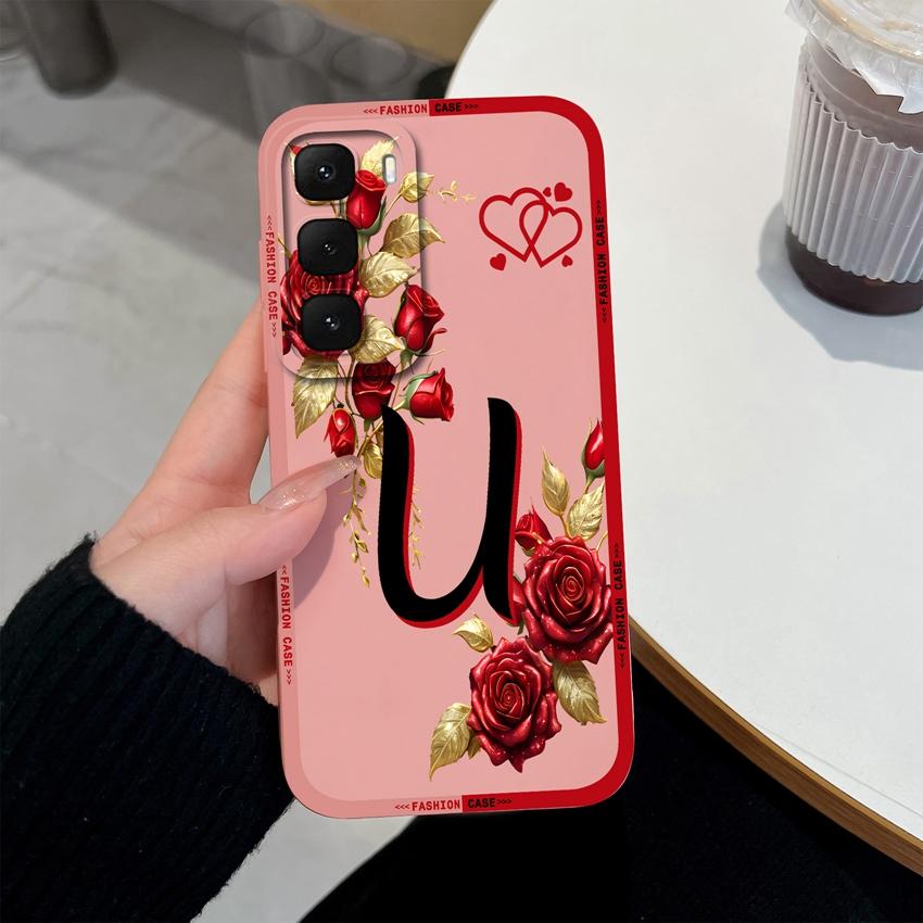 For Infinix Hot 60 50 40 Pro Plus 60i 50i 30i 30 Play Phone Case Creative Golden Letter Pattern Soft Matte Silicone Back Cover For Infinix Bumper Capa