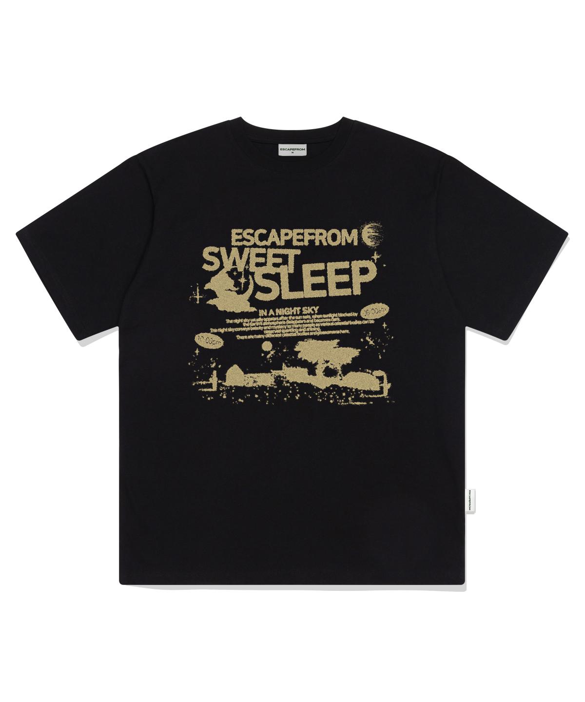 Escape From Sweet Sleep Print Oversized Short Sleeve T-Shirt Black L