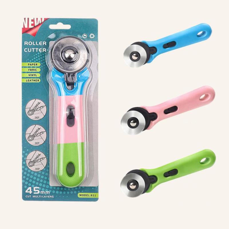 45mm Roller Paper Cutter Circular Blade for Cutting Fabric, Leather, Paper, Ring Edge, Handheld Cloth Cutting Wheel Knife