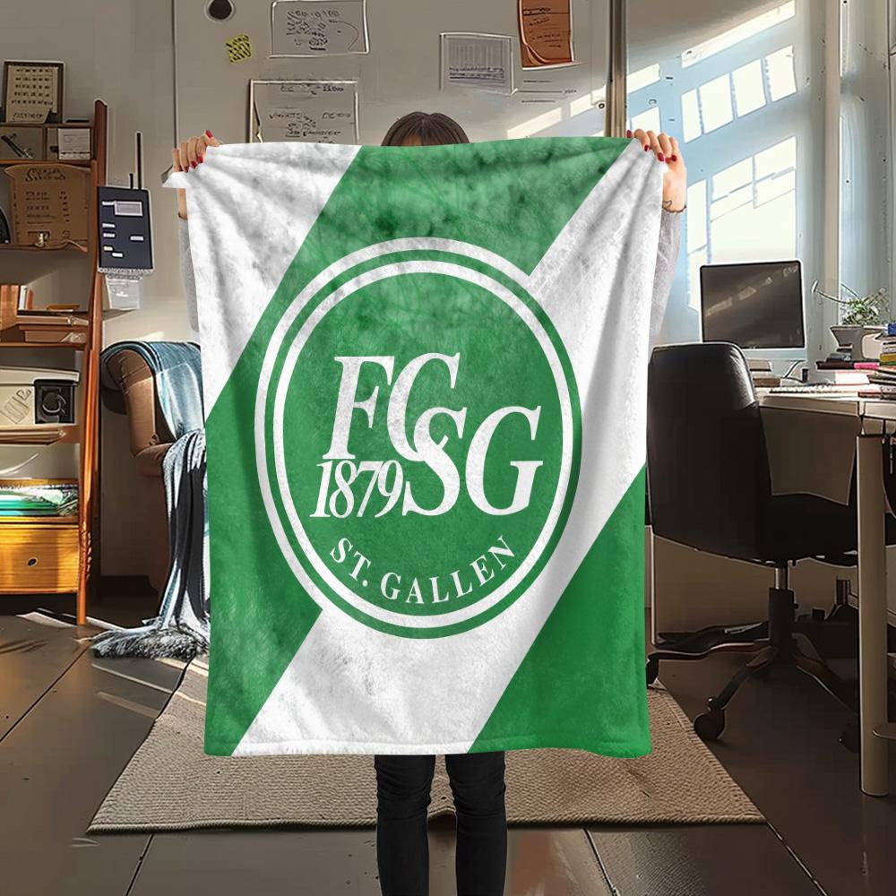 St. Gallen Voetbalclub Print Flanellen Deken, Hoge Kwaliteit Comfortabel voor Alle Seizoenen, Woondecoratie, Warmte en Comfort