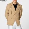 INCERUN Oversized Men Lapel Neck Long Sleeve Casual One Button Thin Blazer Coats