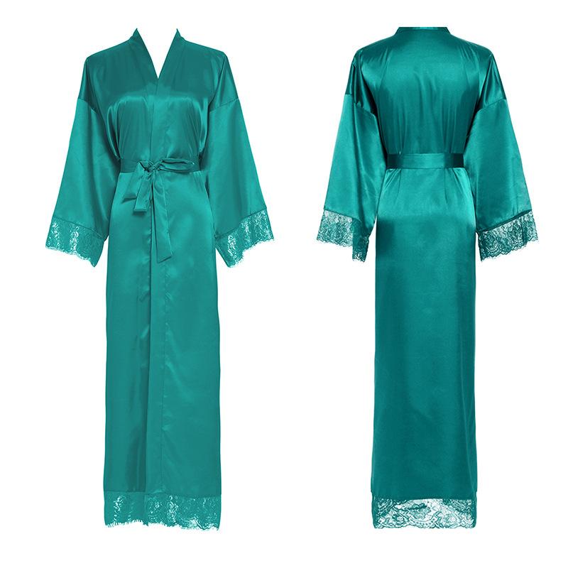 Silk Satin Lace Robes Bridesmaid Bride Wedding Long Bathrobe Womens Robe Lingerie