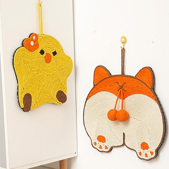 Sisal Cat Scratcher Mat Cartoon Design Cat Scratching Pad with Sticker Tape for Floor Wall To Protect Couch Carpet Furniture