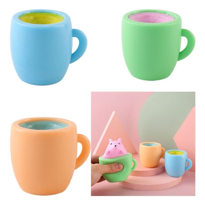 Squeeze Squirrel Stress Relief Toy Kids Popup Cartoon Squeezable Ball Toy Pinch Cup Decompression TPR Toy for Autisms