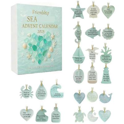 Seeglas Festivalbaum Adventskalender, 2D Acryl Seeglasbaum 24 Tage ein ein