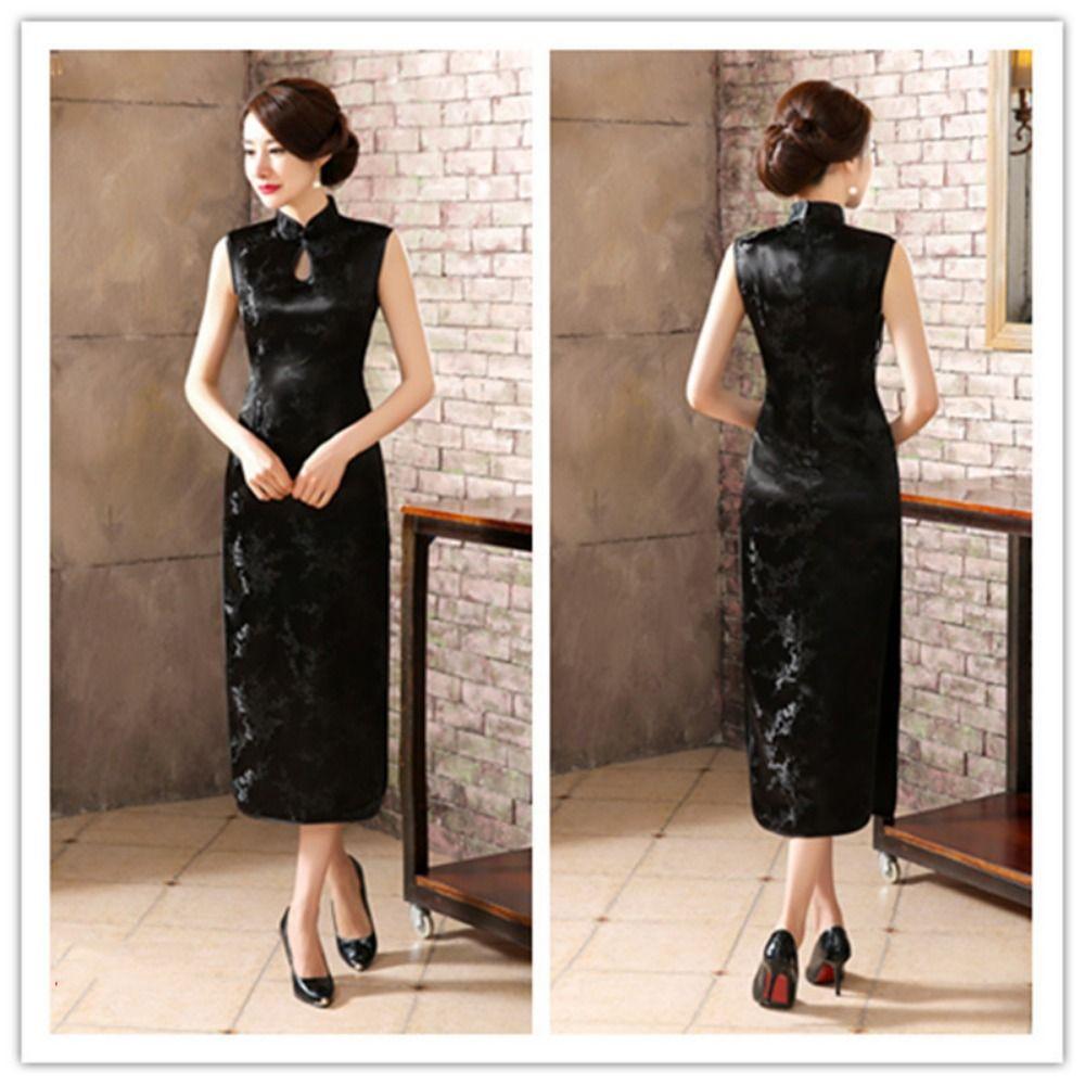 Floral Print Cheongsam Dresses Mandarin Collar Bodycon Dresses Traditional Clothing  Wedding