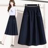 DIMANAF 2026 Summer Plus Size Women Skirts Elastic Waist Denim Blue Oversize Casual Lady Long Skirts Cotton Solid
