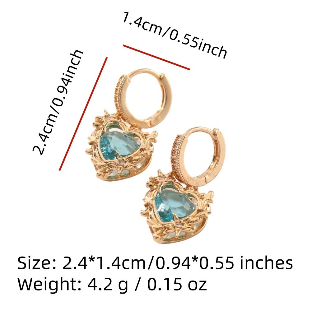 1 Pair Fashion Heart Shape Dangle Earrings for Women Cubic Zirconia Jewelry Daily Wedding Party Accessories