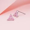 Kolczyki sztyfty Trójkąt Miłość S925 Srebro Modne Różowy Diament Brzoskwiniowe Serce Kolczyki Niszowe Wykwintne Proste Małe Kolczyki
