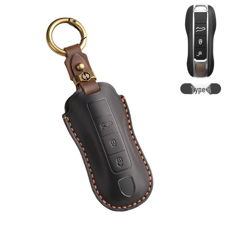 Hochwertiges Echtleder Schlüsseletui für Porsche: Passt für Panamera, Macan, Cayenne, 718, 911, Taycan