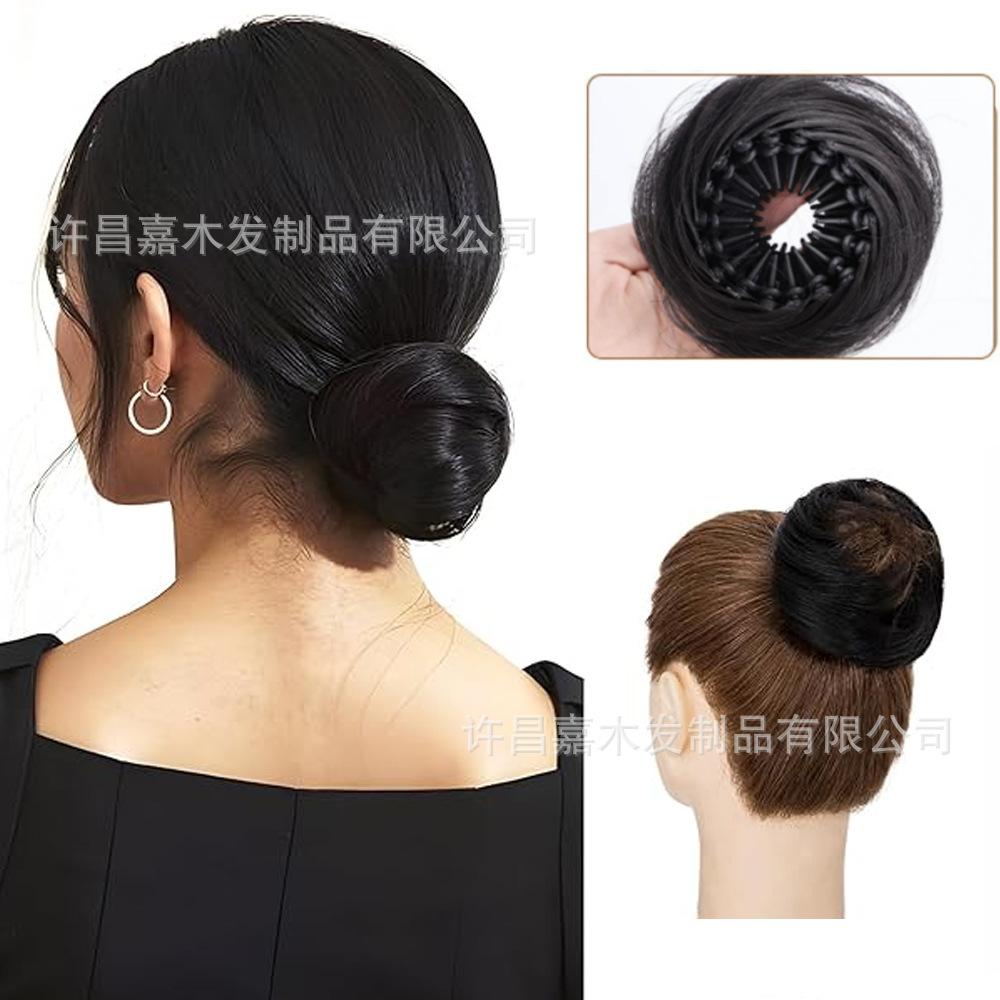 

Жіночий чорний пухнастий пучок для волосся - Регульований еластичний стягуючий аксесуар для волосся